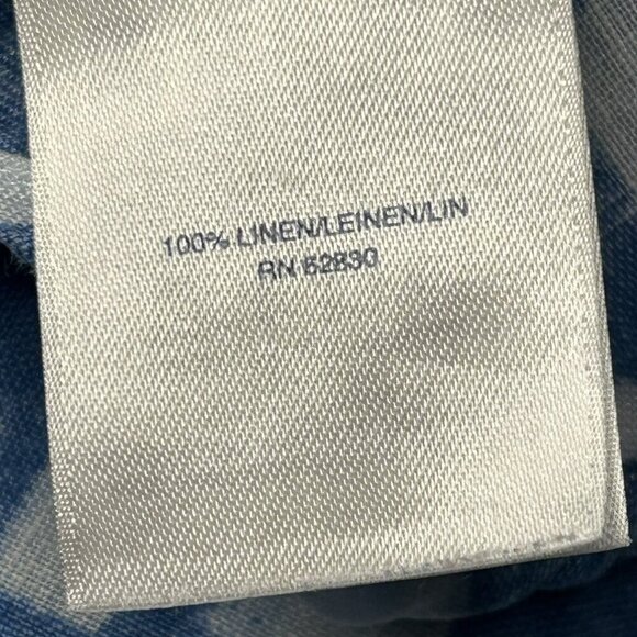 Lands’ End Shirt Mens XL Blue White Linen Check Plaid Button Up Tailored Fit - Picture 6 of 13